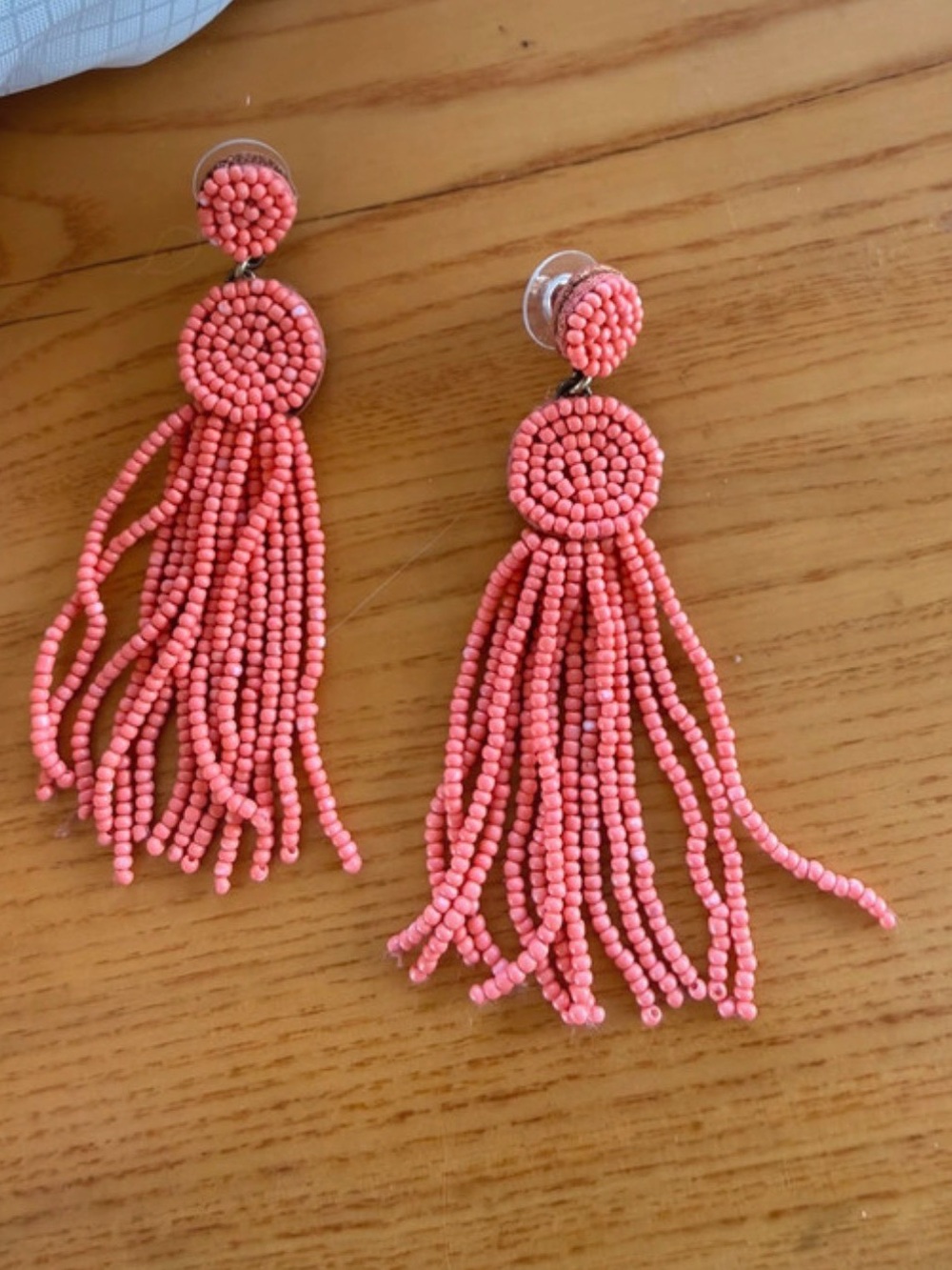 Coral Beaded Tassel Drop Earrings - Women Jewelry